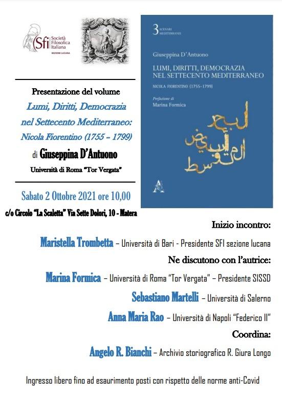 Presentazione Volume Lumi, Diritti, Democrazia nel Settecento Mediterraneo: Nicola Fiorentino (1755-1799)