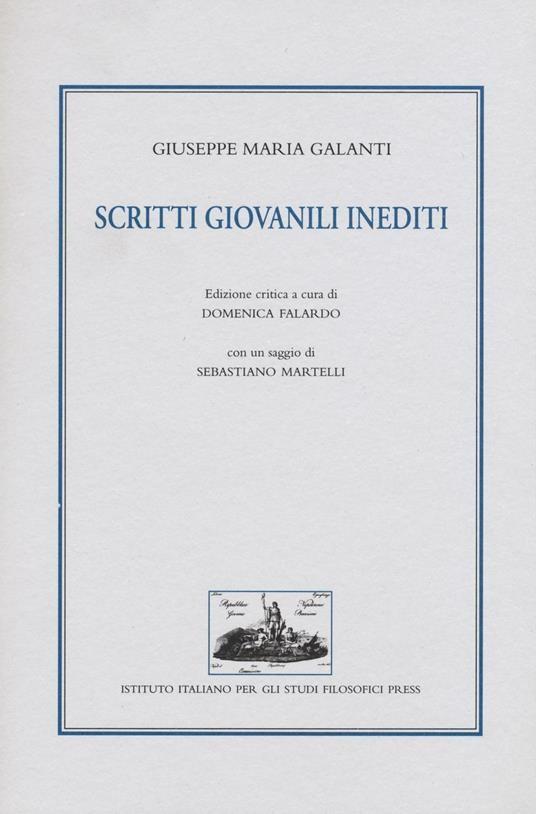 Giuseppe Maria Galanti, Scritti giovanili inediti,